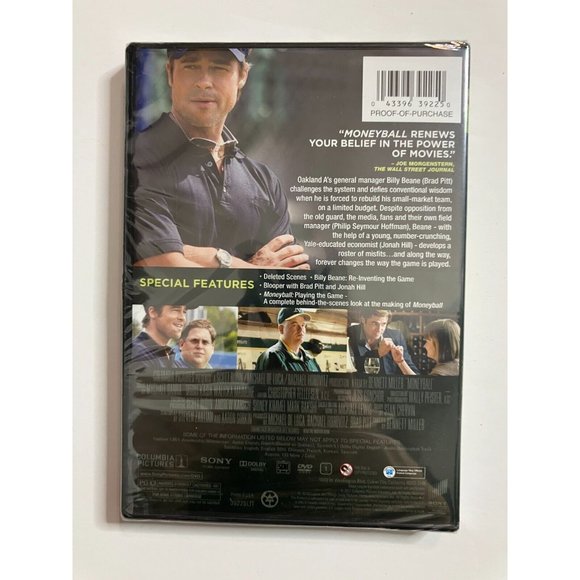 Moneyball Brad Pitt Oakland A's Movie New Sealed DVD - Picture 2 of 2